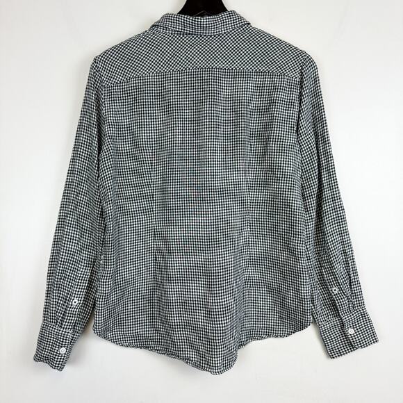 J.Crew Womens Baird McNutt Irish Linen Slim Fit Gingham Button Shirt Black - 8 - Picture 8 of 11